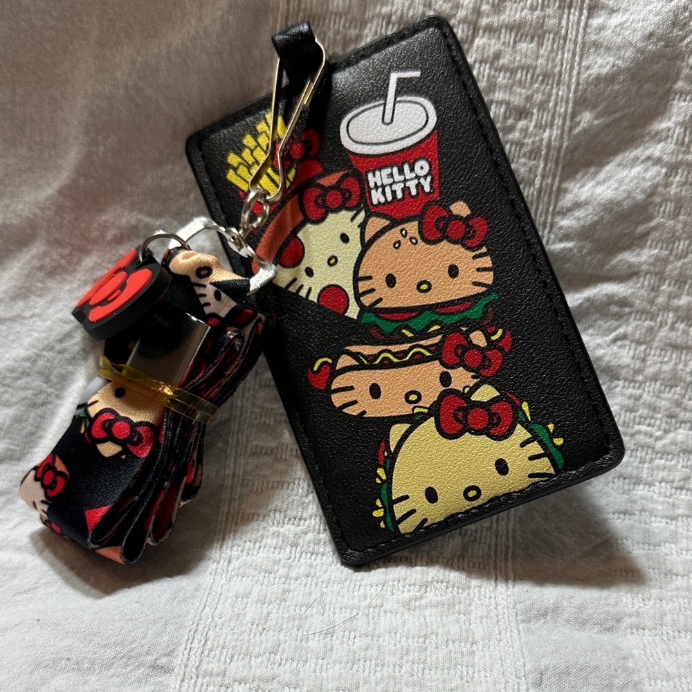Hello Kitty Black Card Holder with Lanyard